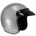 Outlaw Retro Silver Mega Flake Open Face Helmet